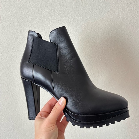 NEW All Saints Sarris Black Leather Platform Chunky Ankle Booties Size 9 - Picture 4 of 11